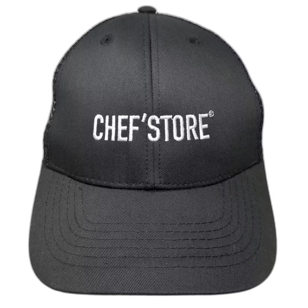 Cintas Baseball Cap Hat Black White OS Mesh Embroidered Adjustable Strapback